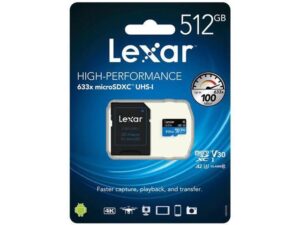 Lexar High-Performance 633x 512GB MicroSDXC UHS-I Memory Card with Adapter
