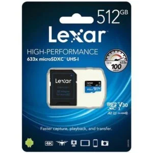 Lexar High-Performance 633x 512GB MicroSDXC UHS-I Memory Card with Adapter