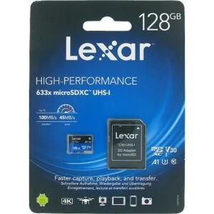 Lexar High-Performance 633x 128GB MicroSDXC UHS-I Memory Card with Adapter